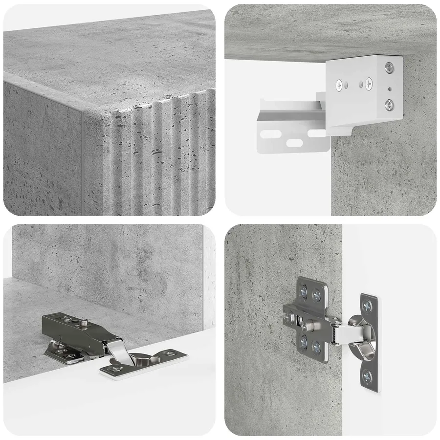 Ensemble meuble TV 4 pcs Gris béton Bois d'ingénierie - 10
