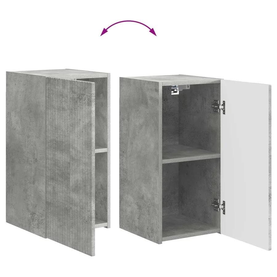Ensemble meuble TV 4 pcs Gris béton Bois d'ingénierie - 12