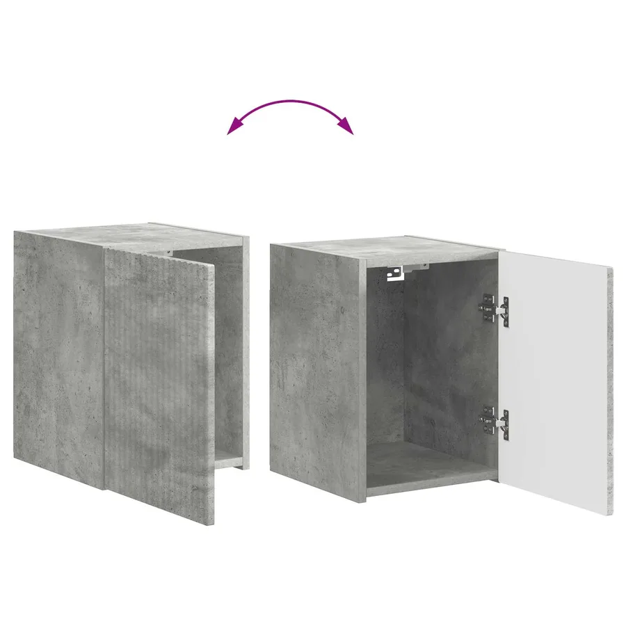 Ensemble meuble TV 4 pcs Gris béton Bois d'ingénierie - 13