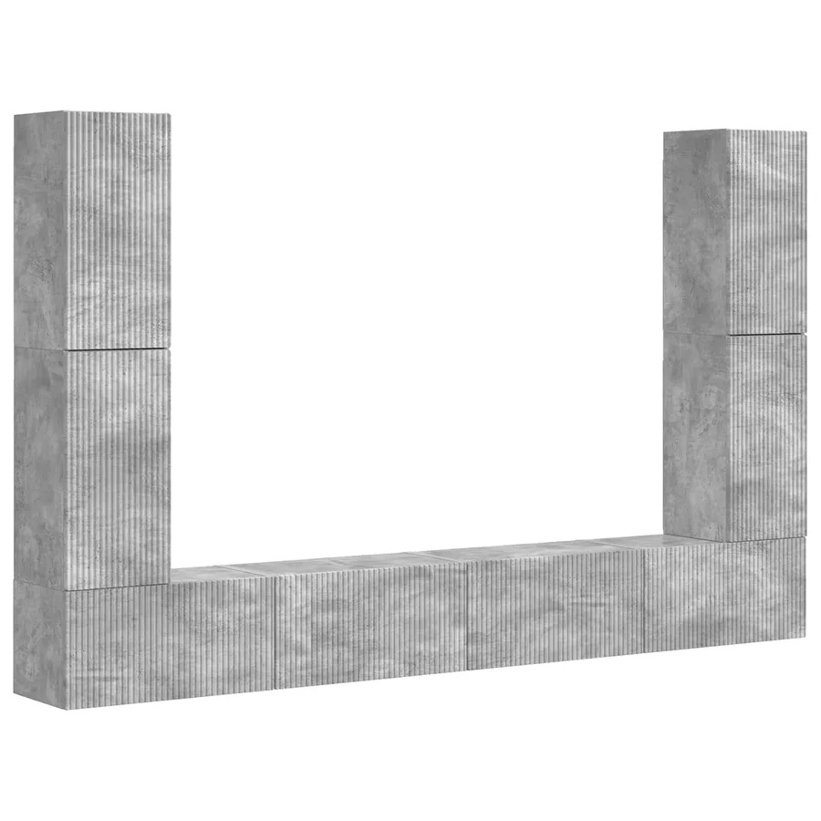 Ensemble meuble TV 8 pcs Gris béton Bois d'ingénierie - 2