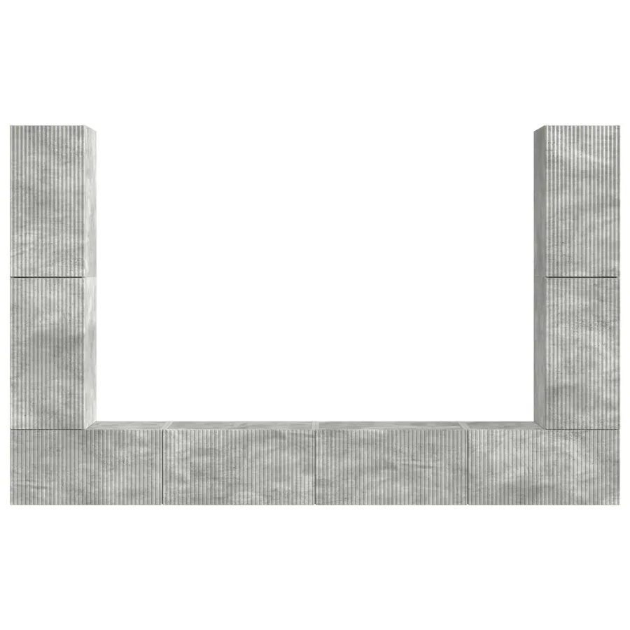 Ensemble meuble TV 8 pcs Gris béton Bois d'ingénierie - 7