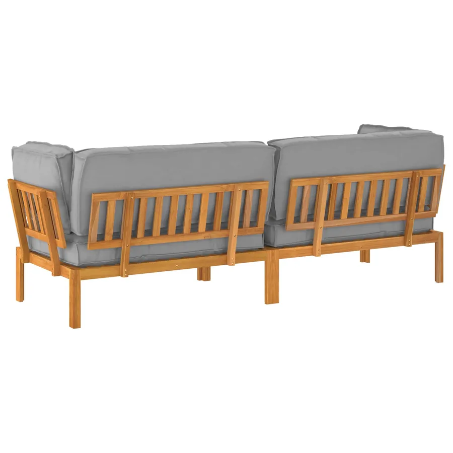 Ensemble de Canapés Uni 2 pcs Gris Bois d'Acacia Massif - 10