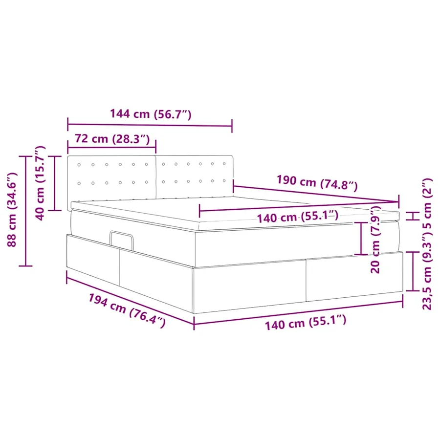 Lit avec rangement et matelas Blanc pur 140 x 190 cm - 16