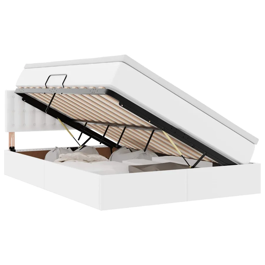 Lit avec rangement et matelas Blanc pur 140 x 190 cm - 2