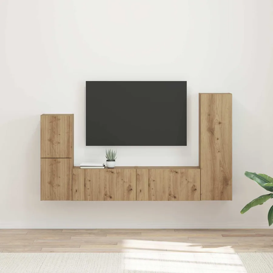 Ensemble meuble TV 4 pcs Chêne artisanal Bois d'ingénierie