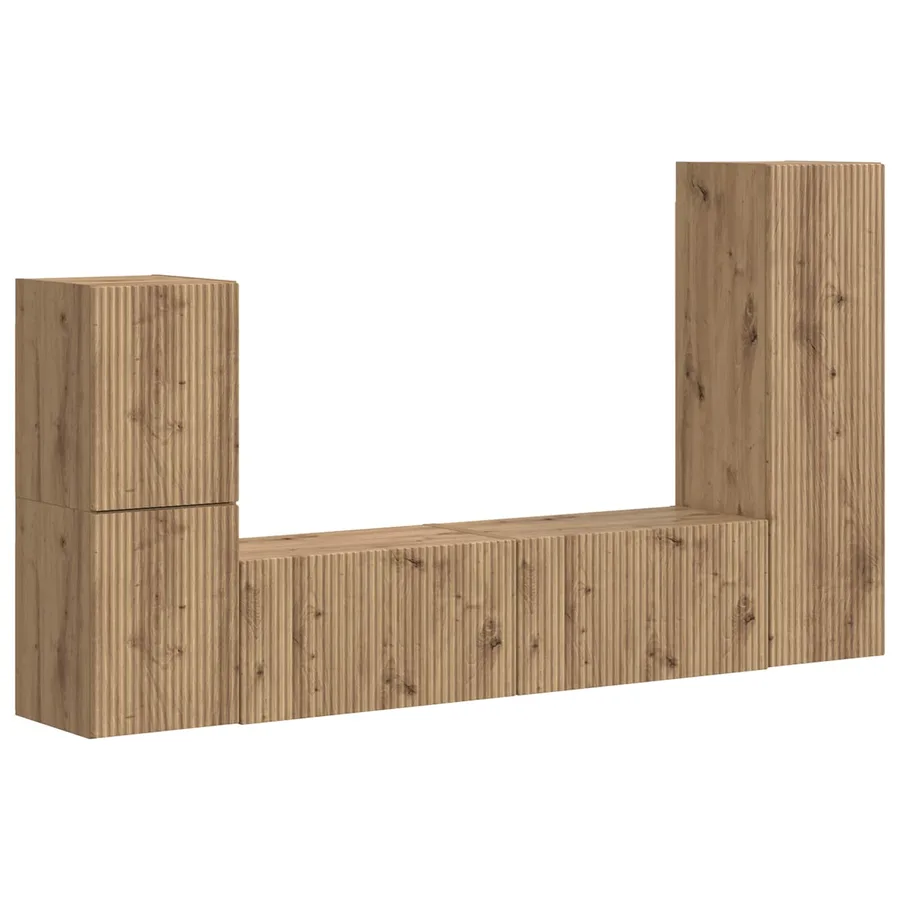 Ensemble meuble TV 4 pcs Chêne artisanal Bois d'ingénierie - 2