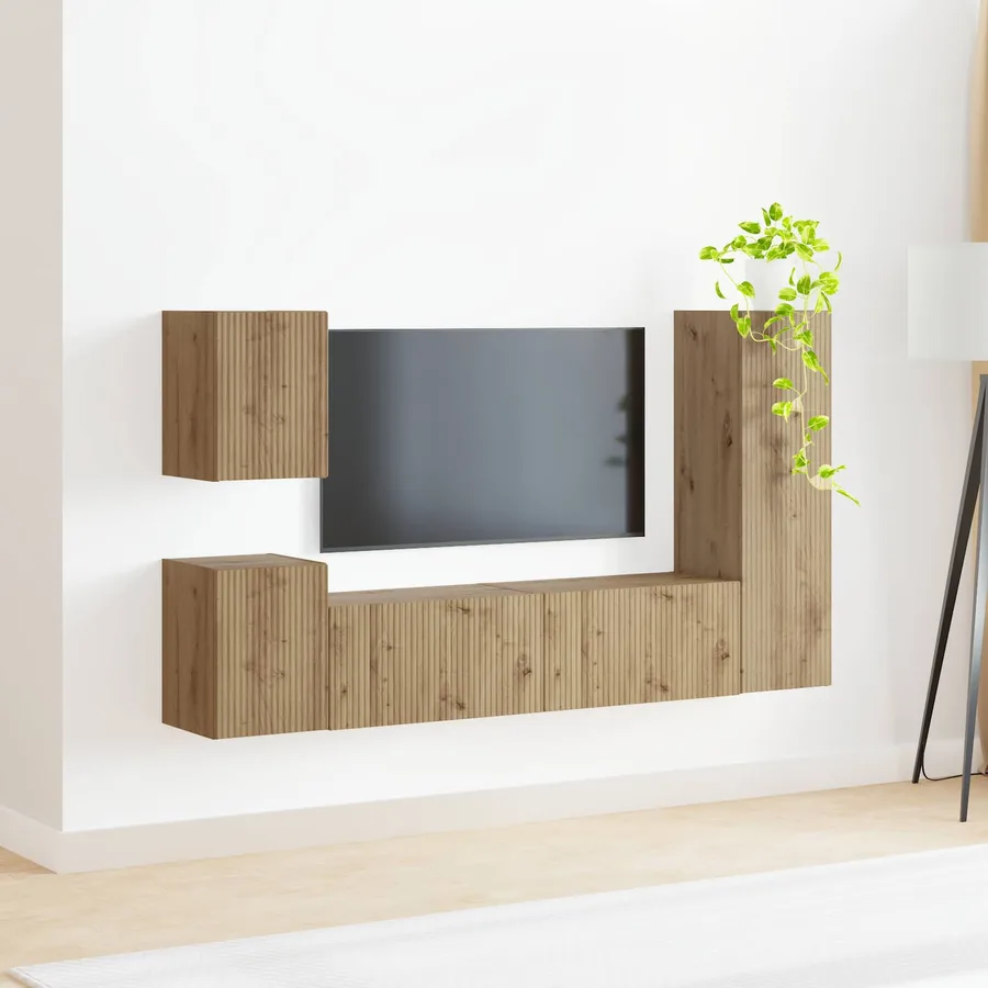 Ensemble meuble TV 4 pcs Chêne artisanal Bois d'ingénierie - 4