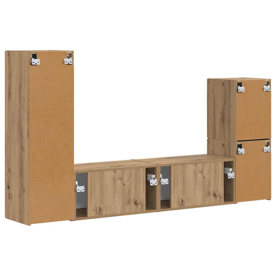 Ensemble meuble TV 4 pcs Chêne artisanal Bois d'ingénierie - 9