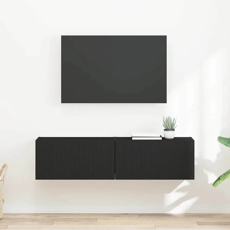 Meuble TV mural 2 pcs Noir 60 x 31 x 29,5 cm Bois d'ingénierie