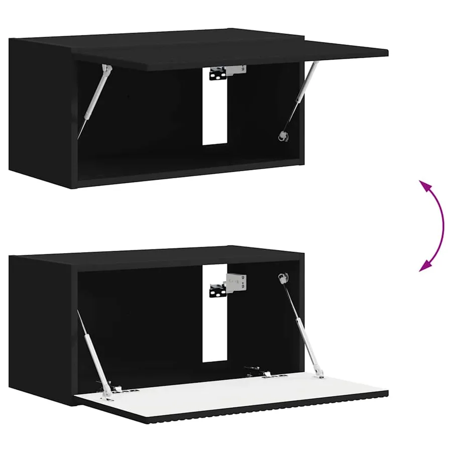 Meuble TV mural 2 pcs Noir 60 x 31 x 29,5 cm Bois d'ingénierie - 12