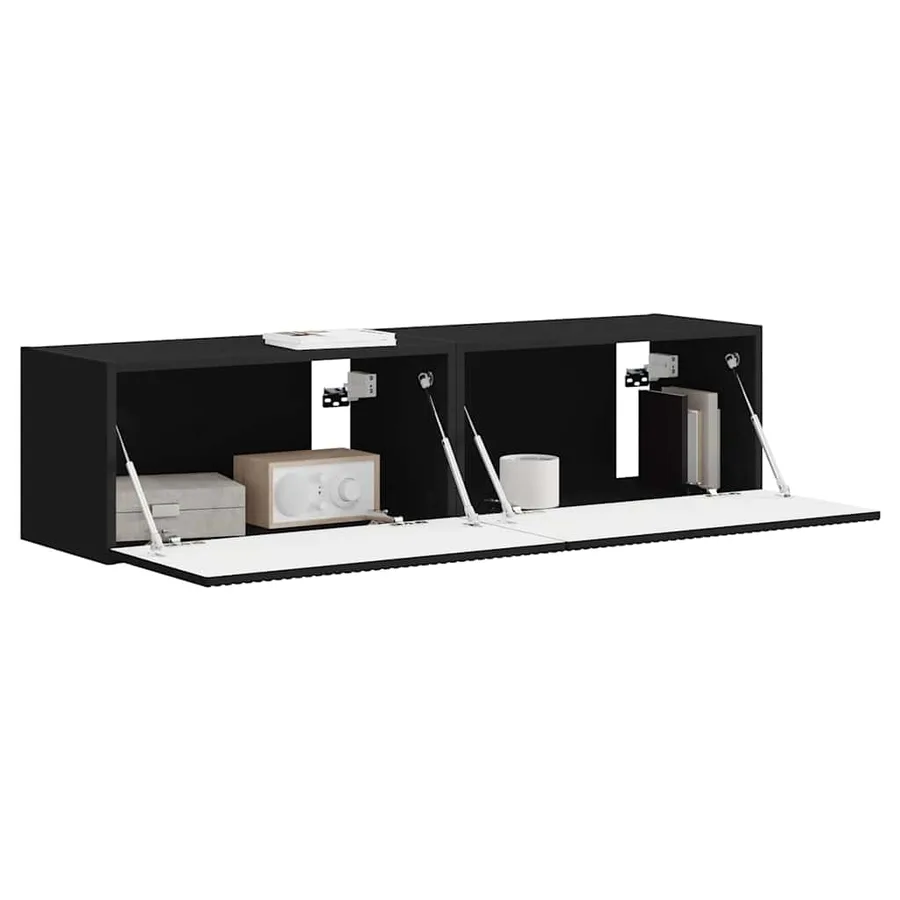 Meuble TV mural 2 pcs Noir 60 x 31 x 29,5 cm Bois d'ingénierie - 3