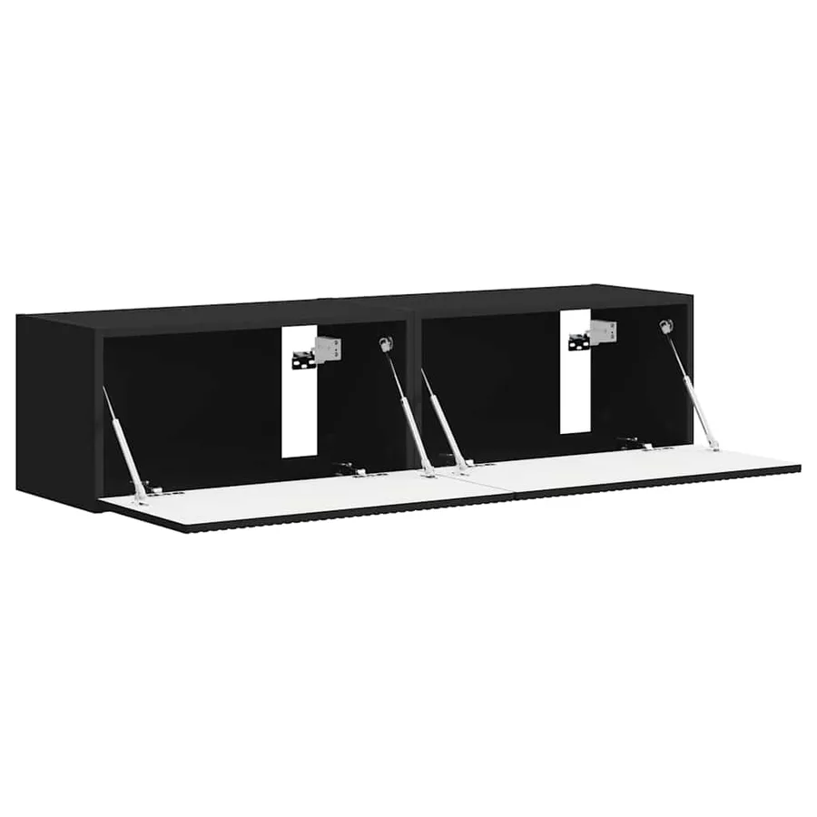 Meuble TV mural 2 pcs Noir 60 x 31 x 29,5 cm Bois d'ingénierie - 6
