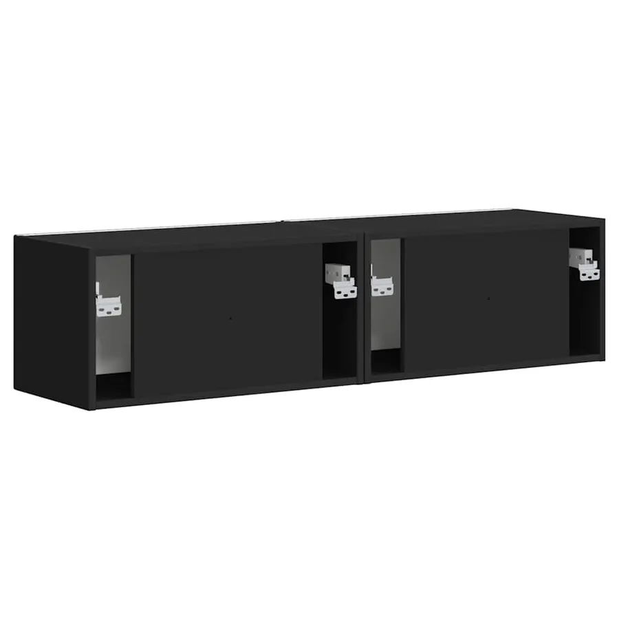 Meuble TV mural 2 pcs Noir 60 x 31 x 29,5 cm Bois d'ingénierie - 9