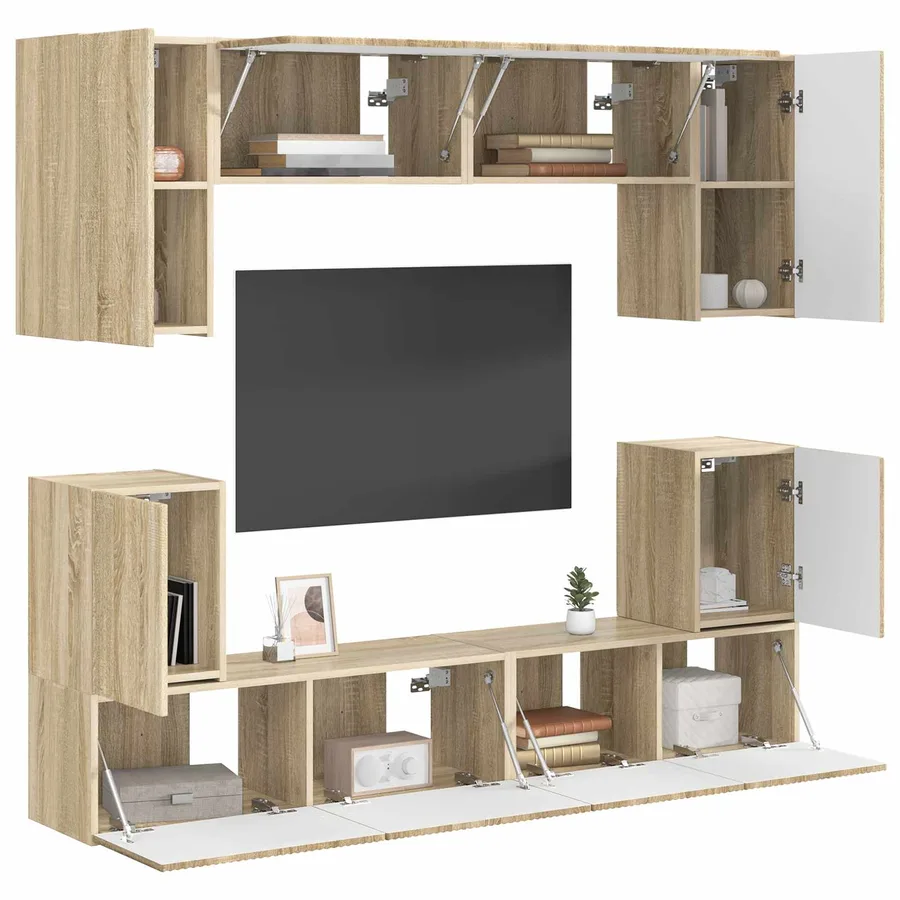 Ensemble meuble TV 5 pcs Chêne Sonoma Bois d'ingénierie - 3