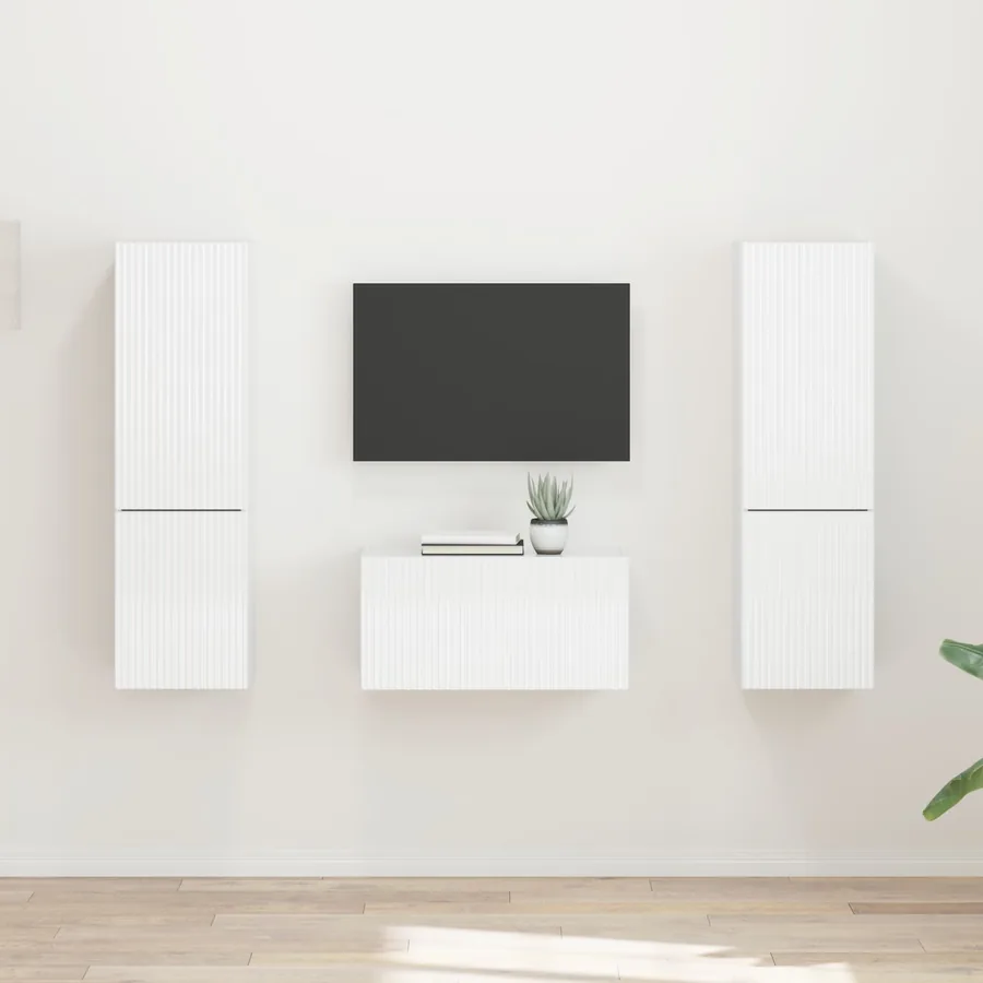 Ensemble meuble TV 5 pcs Blanc brillant Bois d'ingénierie