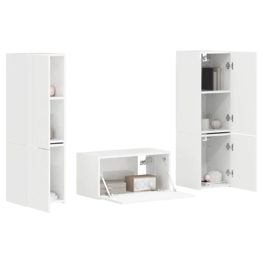 Ensemble meuble TV 5 pcs Blanc brillant Bois d'ingénierie - 3