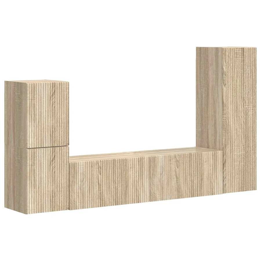 Ensemble meuble TV 4 pcs Chêne Sonoma Bois d'ingénierie - 2