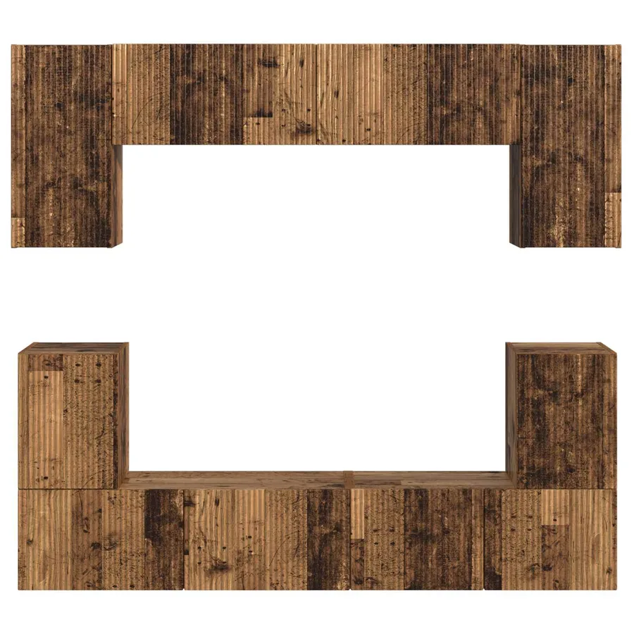 Ensemble meuble TV 5 pcs Bois Ancien Bois d'ingénierie - 10