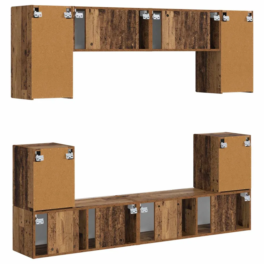 Ensemble meuble TV 5 pcs Bois Ancien Bois d'ingénierie - 11