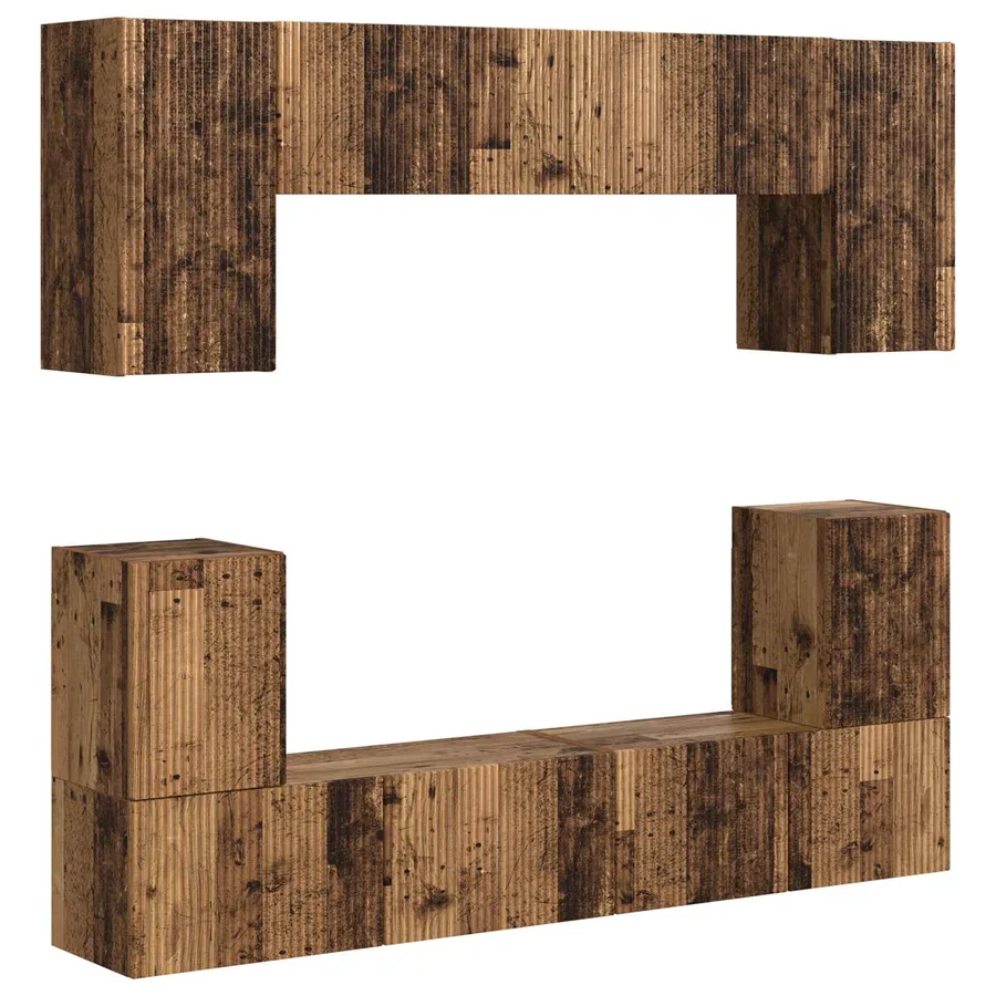 Ensemble meuble TV 5 pcs Bois Ancien Bois d'ingénierie - 2