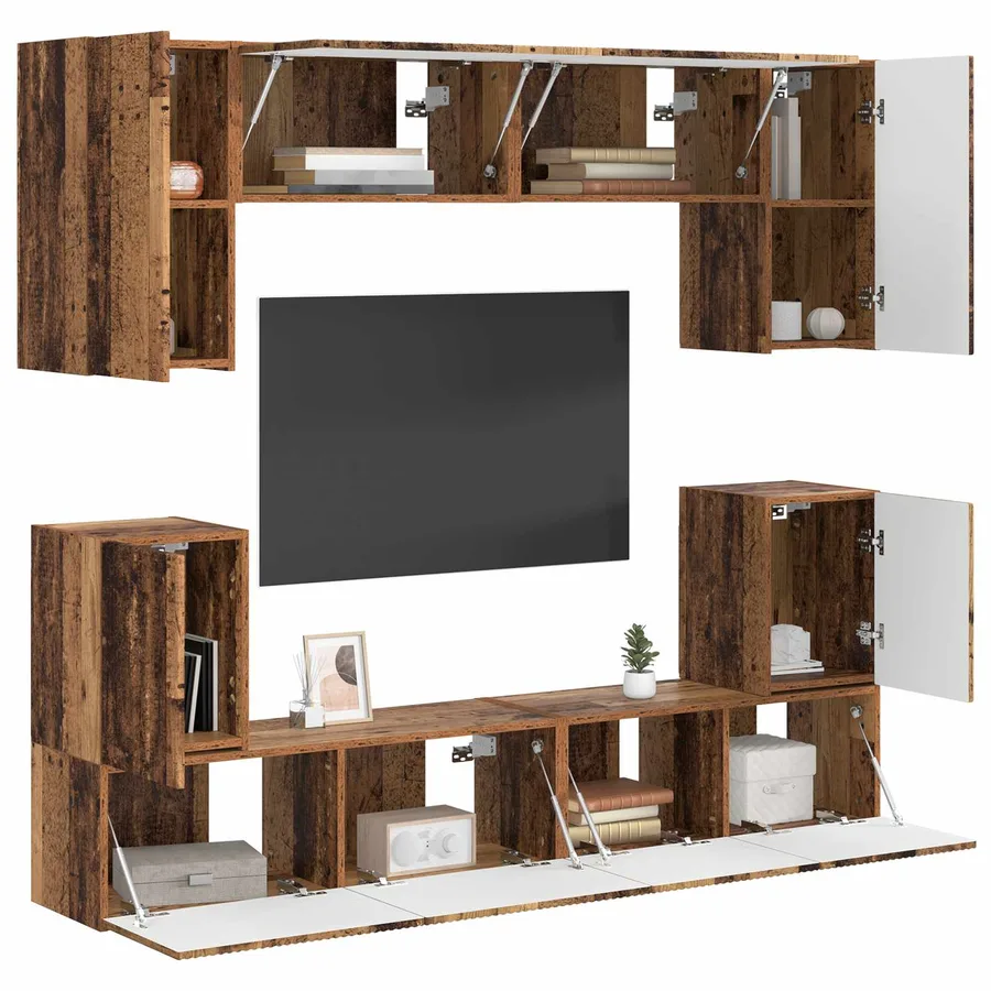 Ensemble meuble TV 5 pcs Bois Ancien Bois d'ingénierie - 3