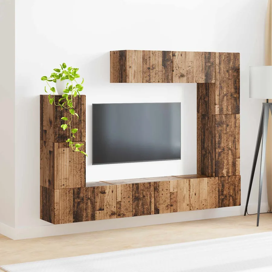Ensemble meuble TV 5 pcs Bois Ancien Bois d'ingénierie - 4