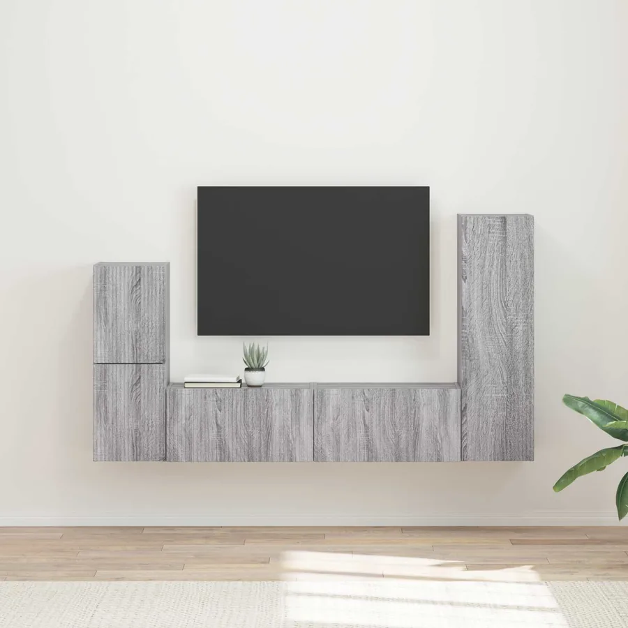 Ensemble meuble TV 4 pcs Gris Sonoma Bois d'ingénierie