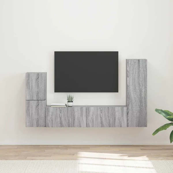 Ensemble meuble TV 4 pcs Gris Sonoma Bois d'ingénierie