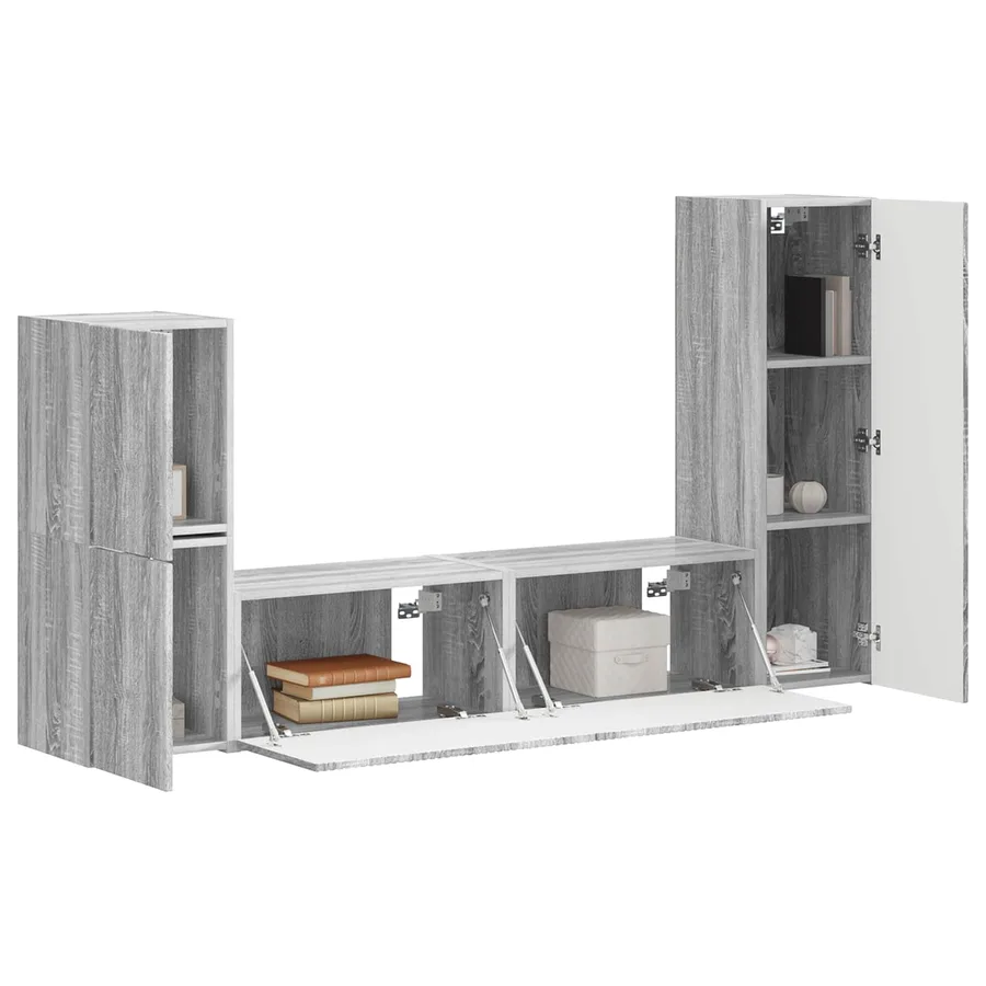 Ensemble meuble TV 4 pcs Gris Sonoma Bois d'ingénierie - 3