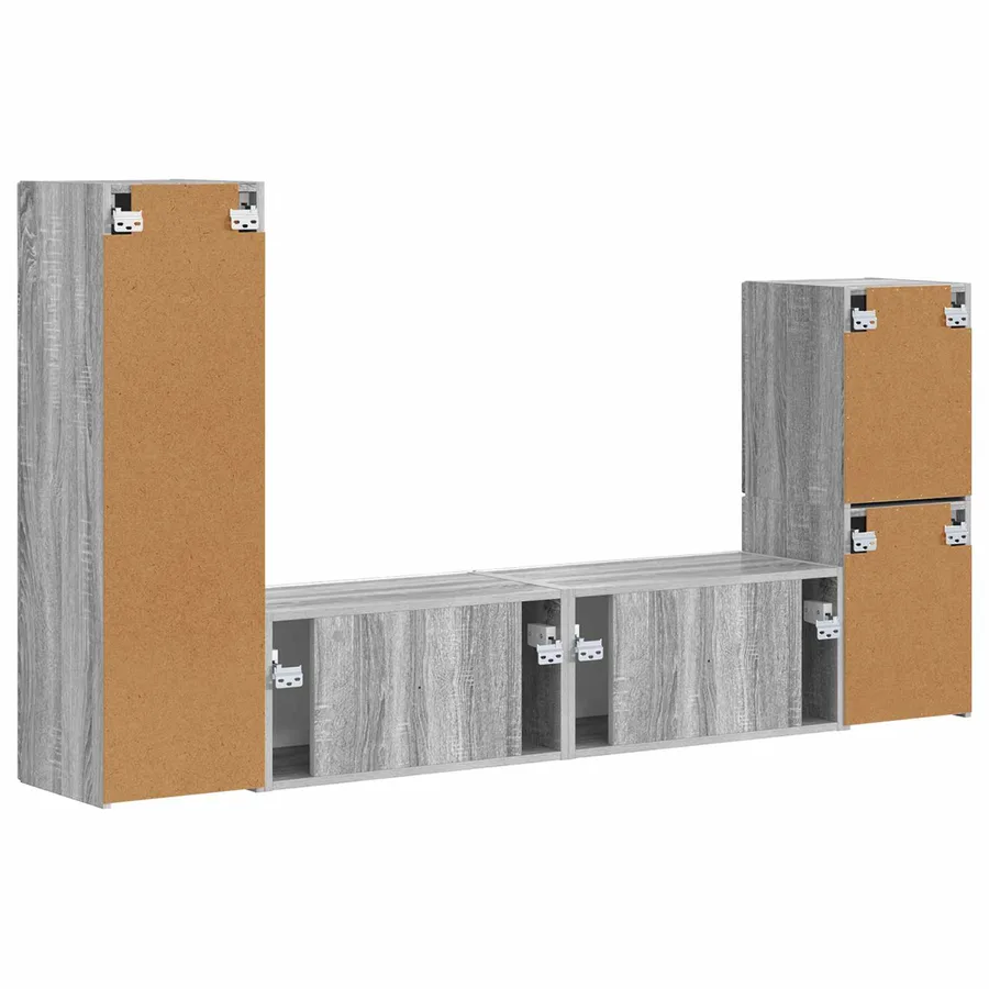 Ensemble meuble TV 4 pcs Gris Sonoma Bois d'ingénierie - 9