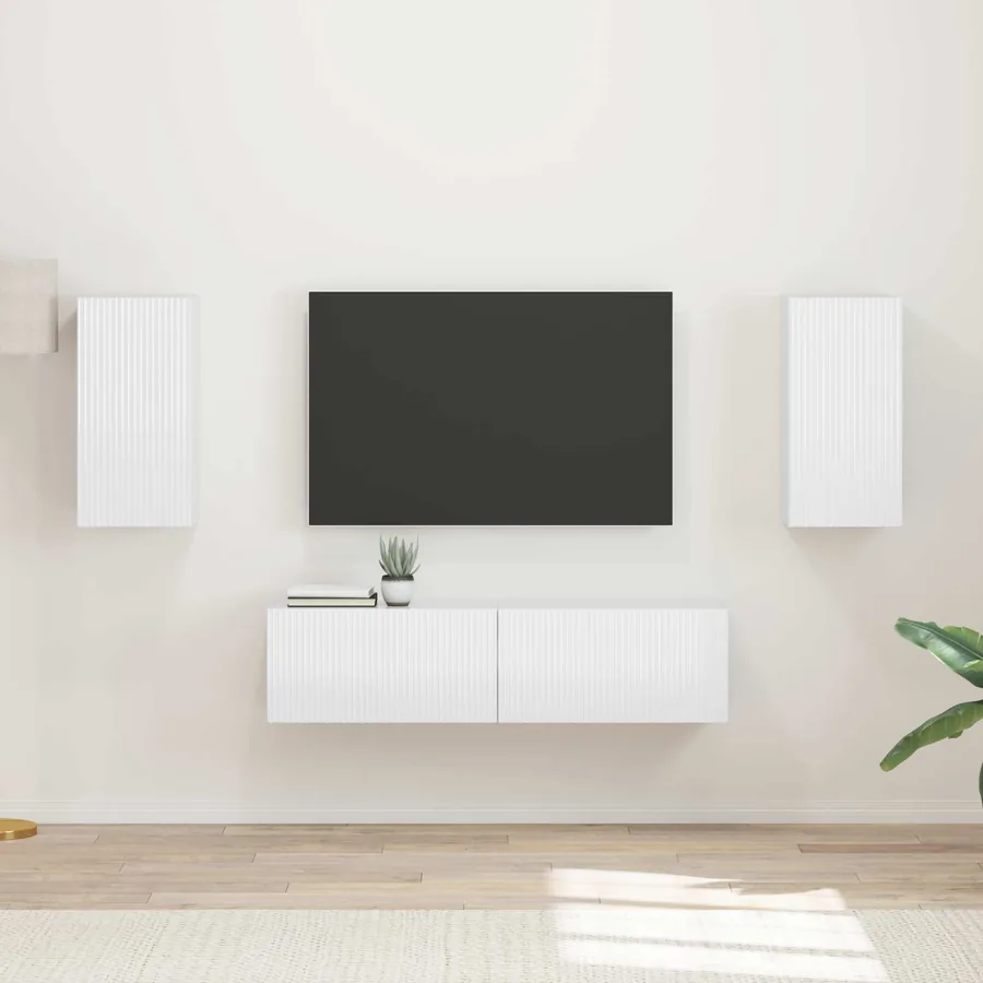Ensemble meuble TV 4 pcs Blanc brillant Bois d'ingénierie