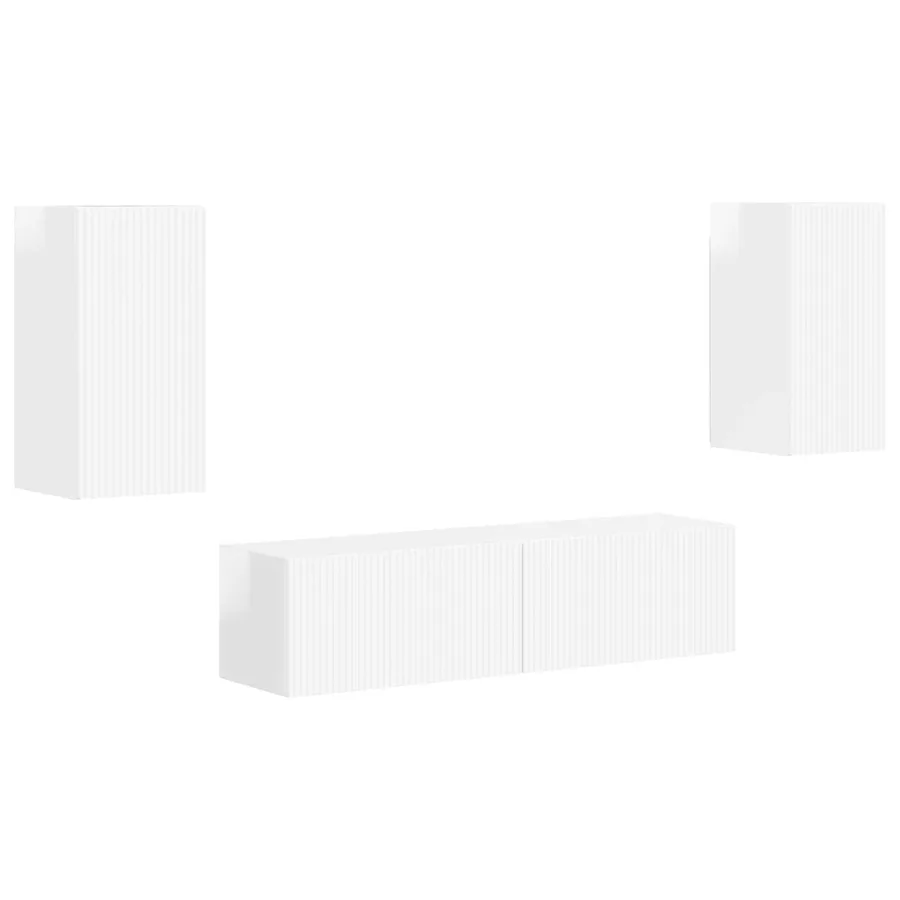 Ensemble meuble TV 4 pcs Blanc brillant Bois d'ingénierie - 2