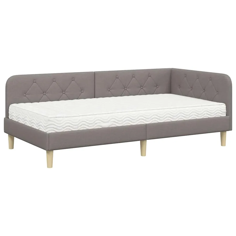 Cadre de lit d'angle Taupe 90 x 190 cm tissu - 2