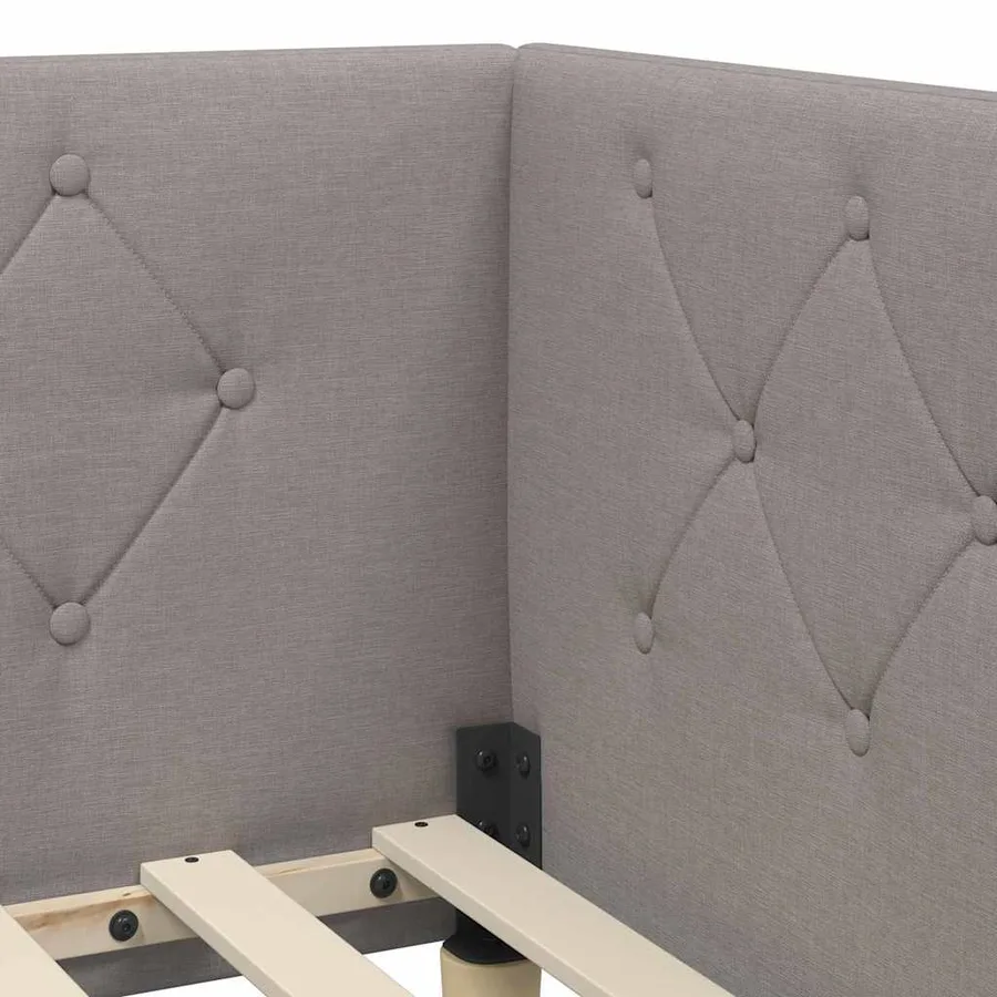 Cadre de lit d'angle Taupe 90 x 190 cm tissu - 8