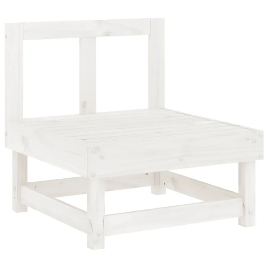 Salon de jardin 3 pcs blanc bois massif de pin - 3