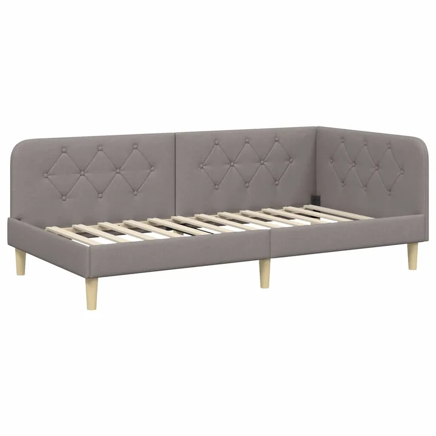 Cadre de lit d'angle Taupe 100 x 200 cm tissu - 2