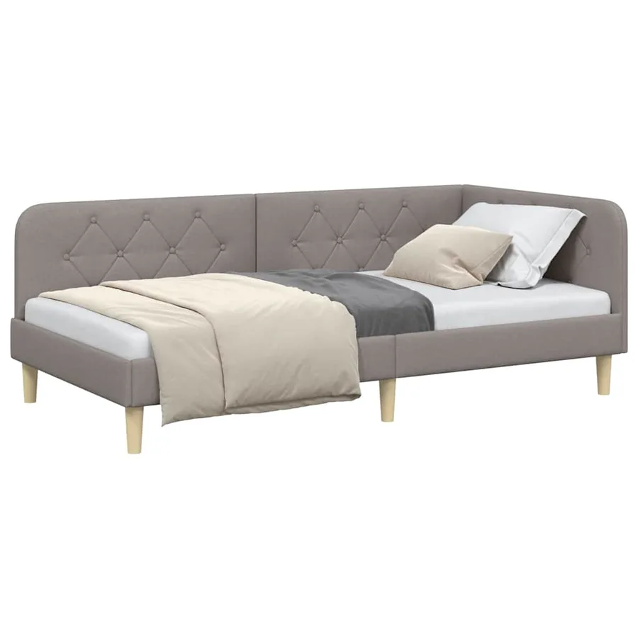 Cadre de lit d'angle Taupe 100 x 200 cm tissu - 3