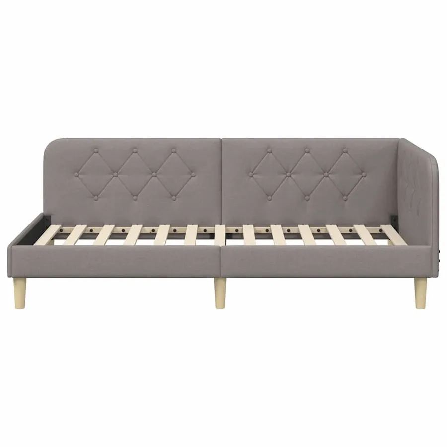 Cadre de lit d'angle Taupe 100 x 200 cm tissu - 5