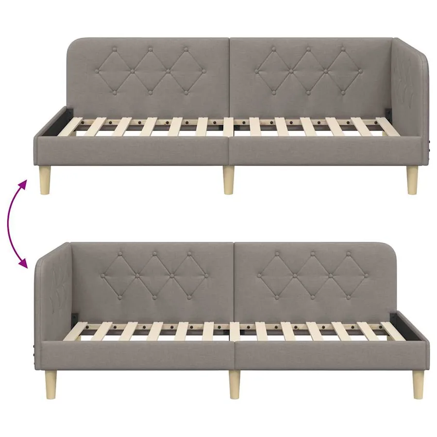 Cadre de lit d'angle Taupe 100 x 200 cm tissu - 9