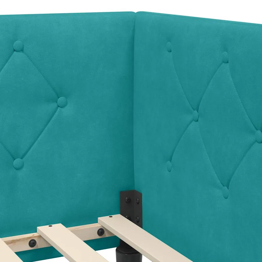 Cadre de lit d'angle Turquoise 80 x 200 cm Velours - 10