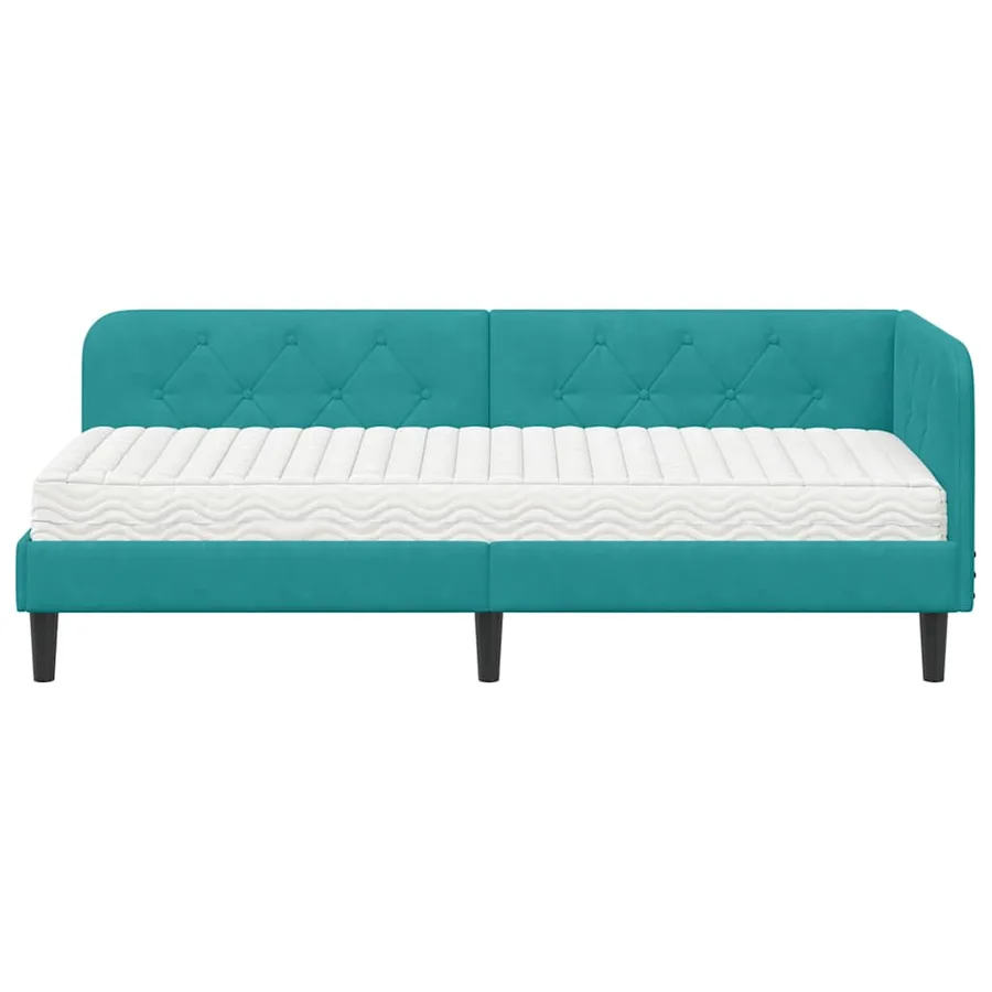 Cadre de lit d'angle Turquoise 80 x 200 cm Velours - 5