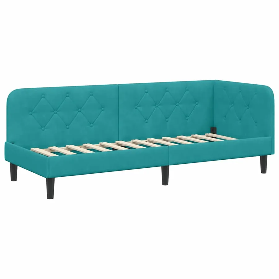 Cadre de lit d'angle Turquoise 80 x 200 cm Velours - 6