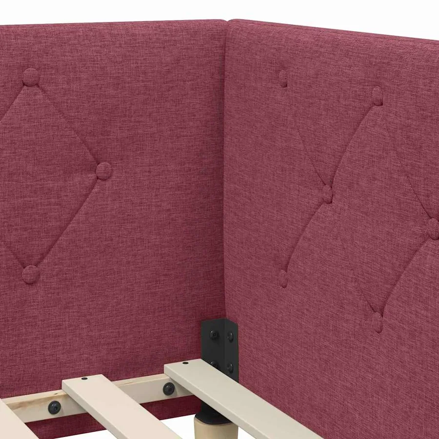 Cadre de lit d'angle Bordeaux 100 x 200 cm tissu - 10