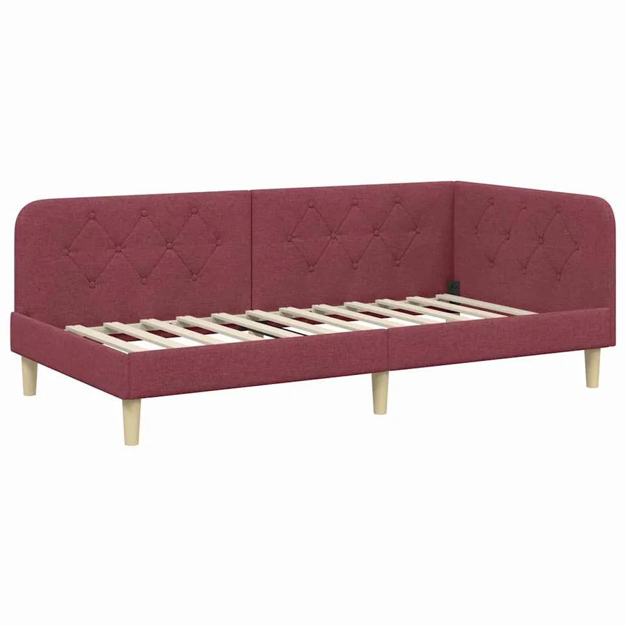 Cadre de lit d'angle Bordeaux 100 x 200 cm tissu - 6