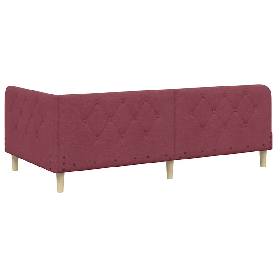 Cadre de lit d'angle Bordeaux 100 x 200 cm tissu - 9