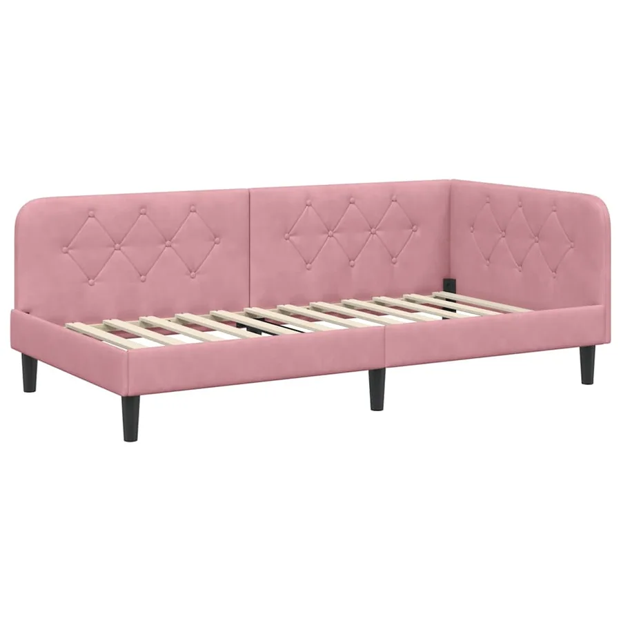 Cadre de lit d'angle Rose 100 x 200 cm Velours - 2