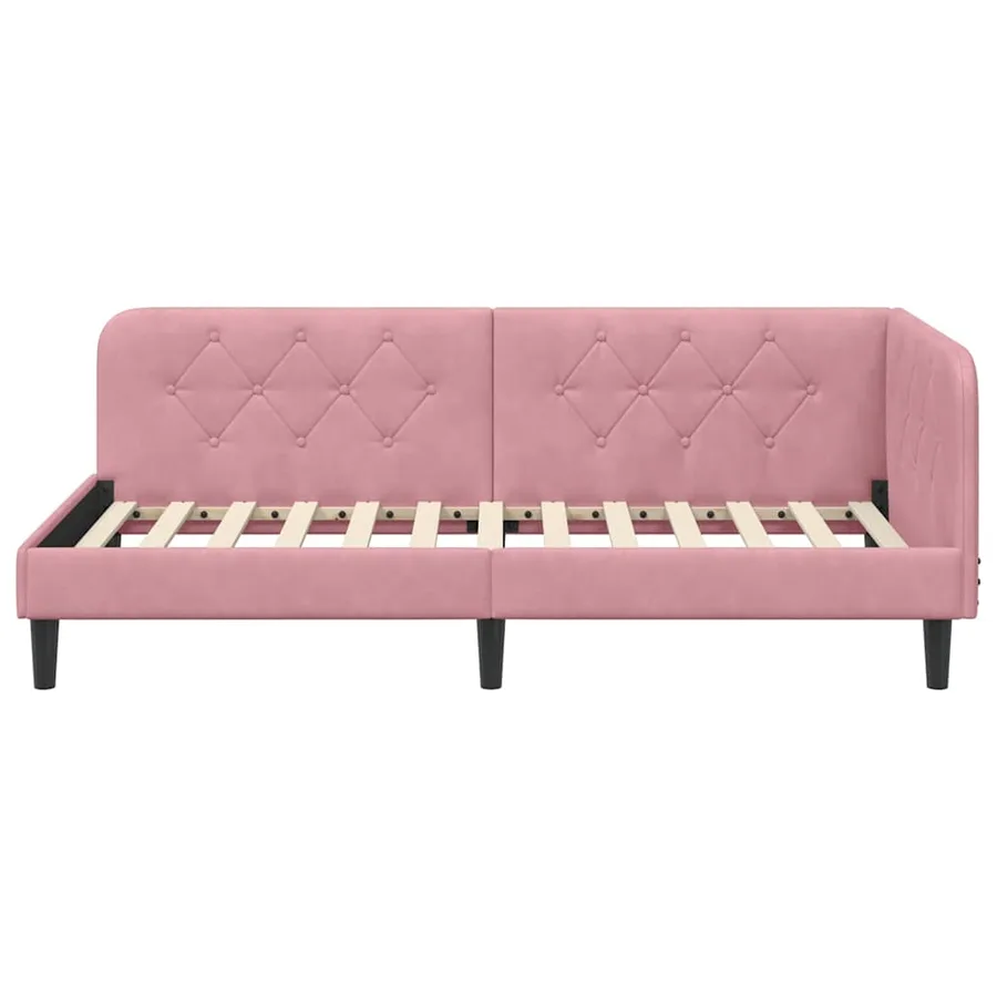 Cadre de lit d'angle Rose 100 x 200 cm Velours - 5