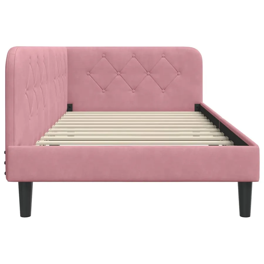Cadre de lit d'angle Rose 100 x 200 cm Velours - 6