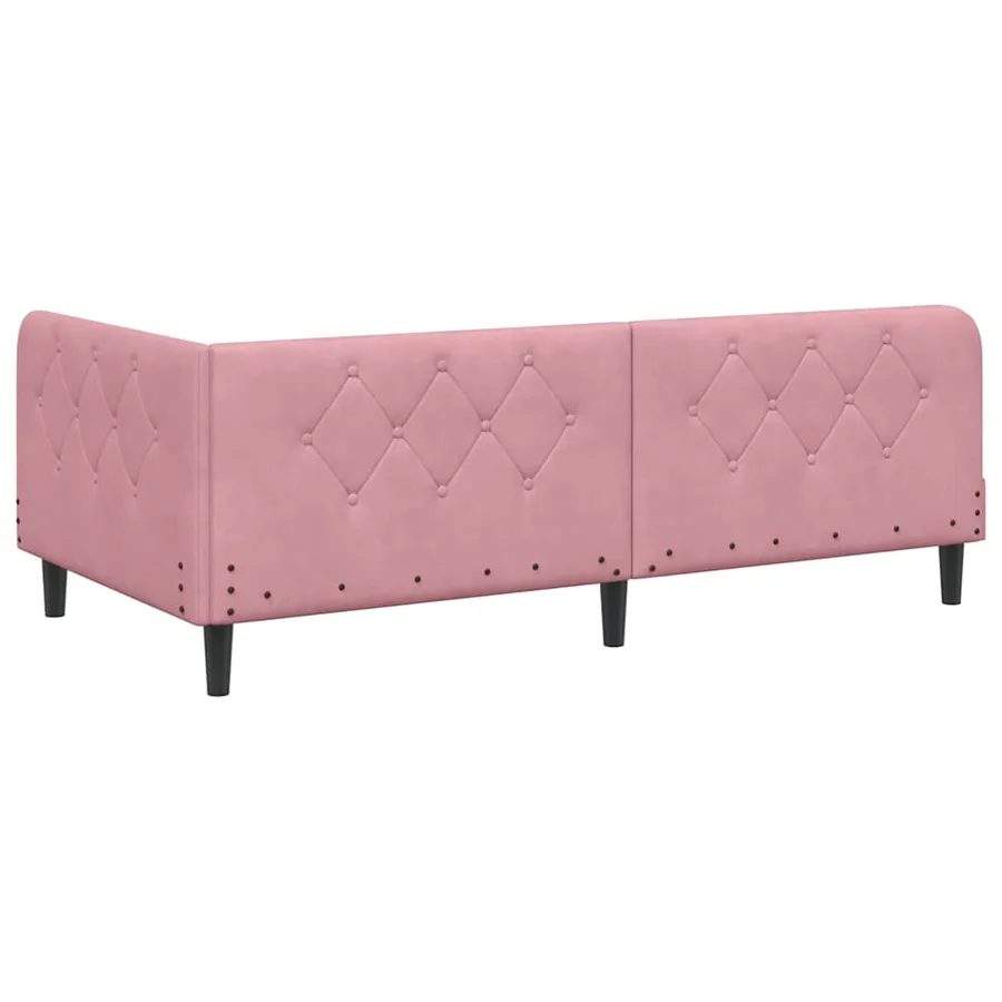 Cadre de lit d'angle Rose 100 x 200 cm Velours - 7