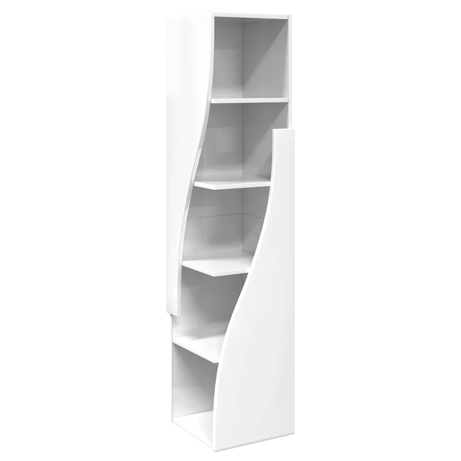 Meuble d'angle Blanc brillant 32x32x140cm Bois d'ingénierie - 2